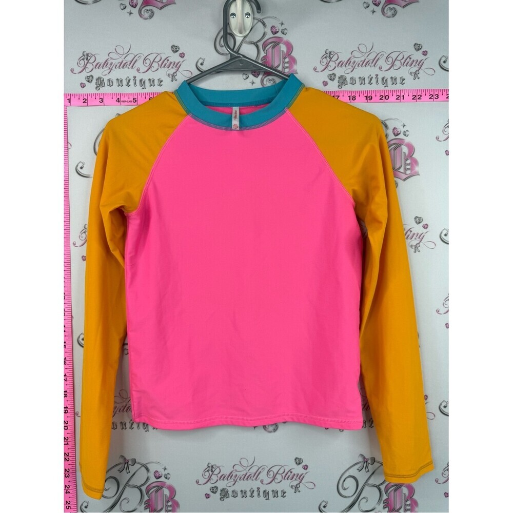 Joe Fresh coverup pool Kids Long Sleeve Swim Rashguard - Pink, orange, Teal Trim
